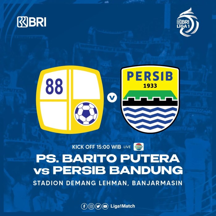 Hasil Pertandingan Barito Putera vs Persib Bandung dan Sorotan