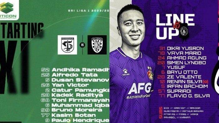 Susunan pemain dan hasil akhir Persebaya vs Persik